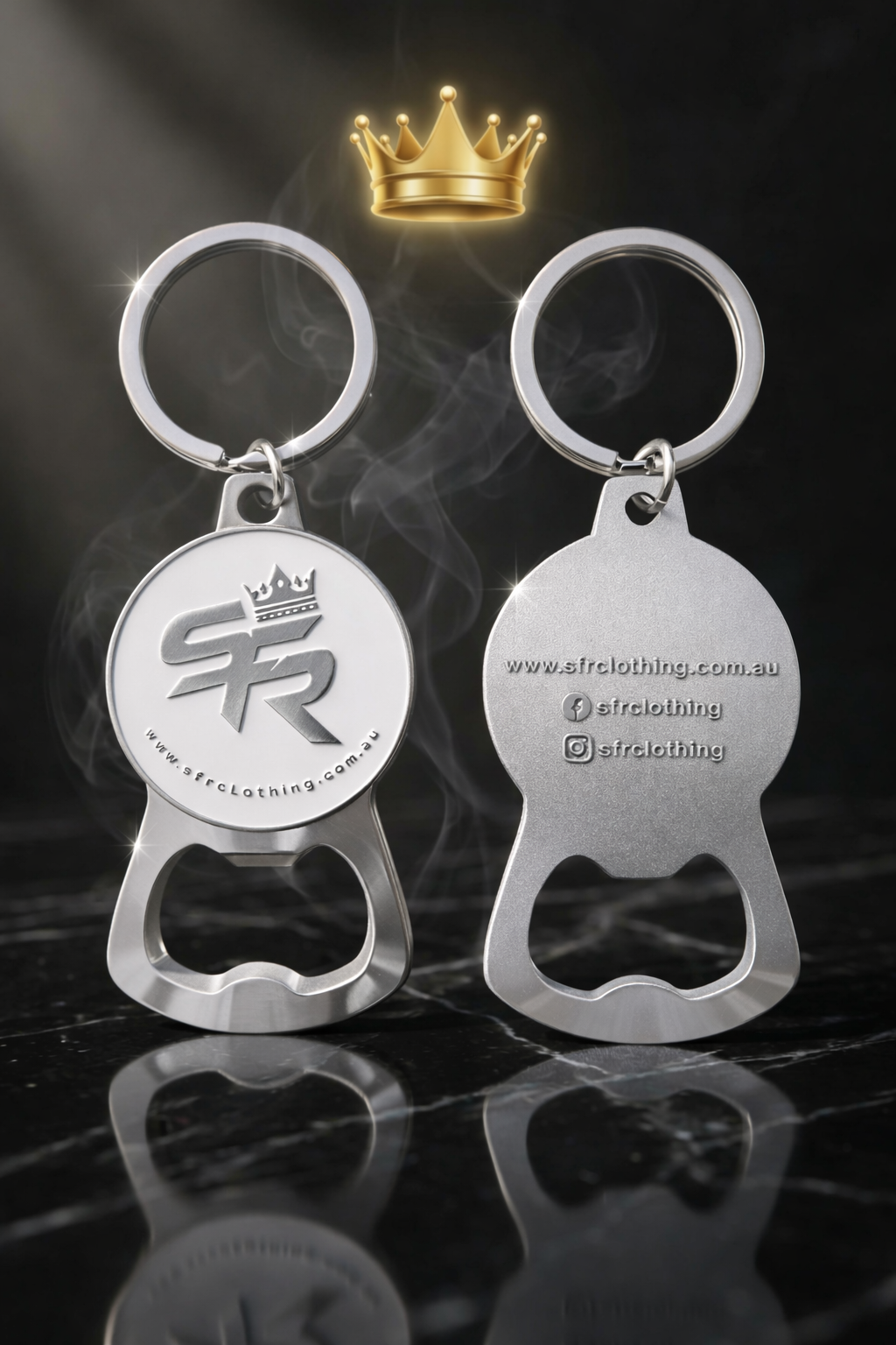 SFR Round Silver Bottle Opener Keyring